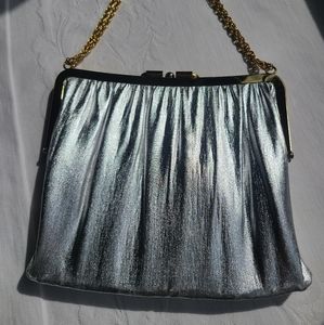 Vintage Silver Purse With Gold Clasp & Chain Strap